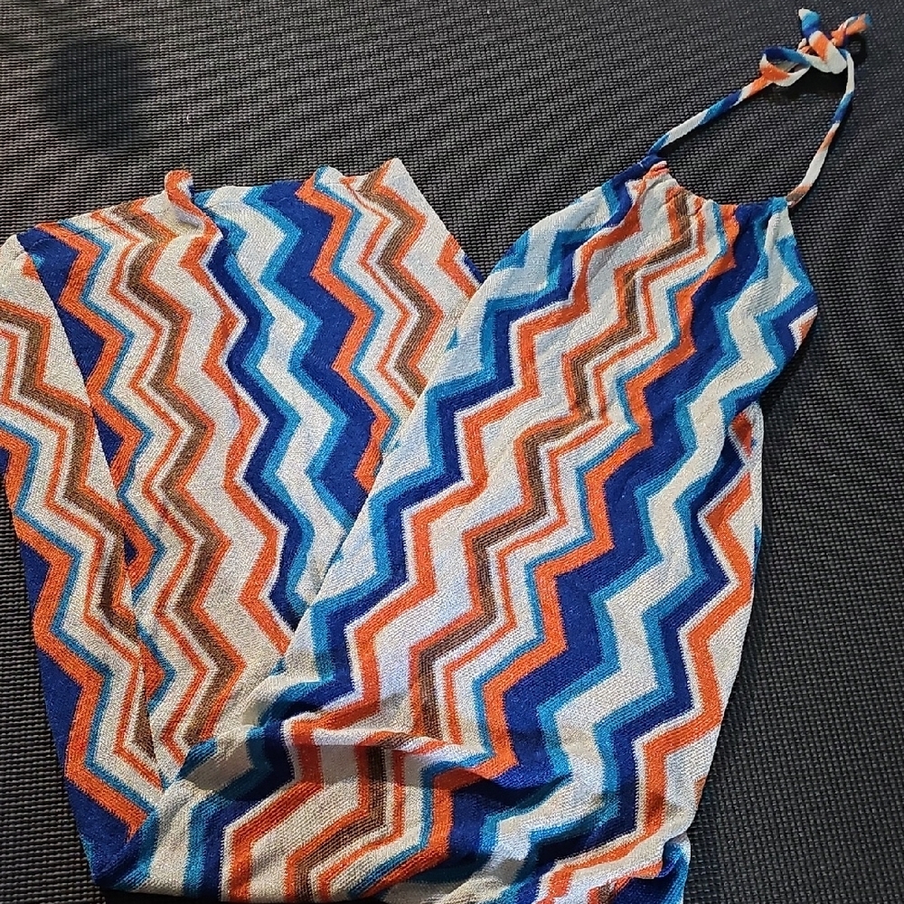 MC2 Saint Barth Strapless Zigzag Dress - Blue, Orange, White - Picture 9 of 9